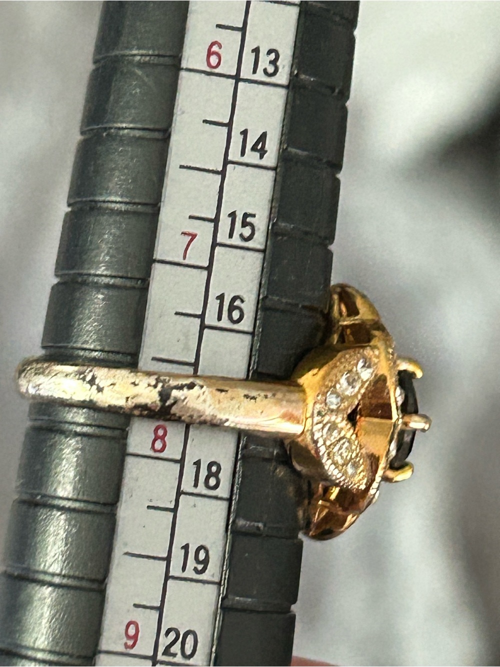 4/$100 Gold-Tone Black Stone Ring with Pave Accents size 7 3/4 - Picture 2 of 9